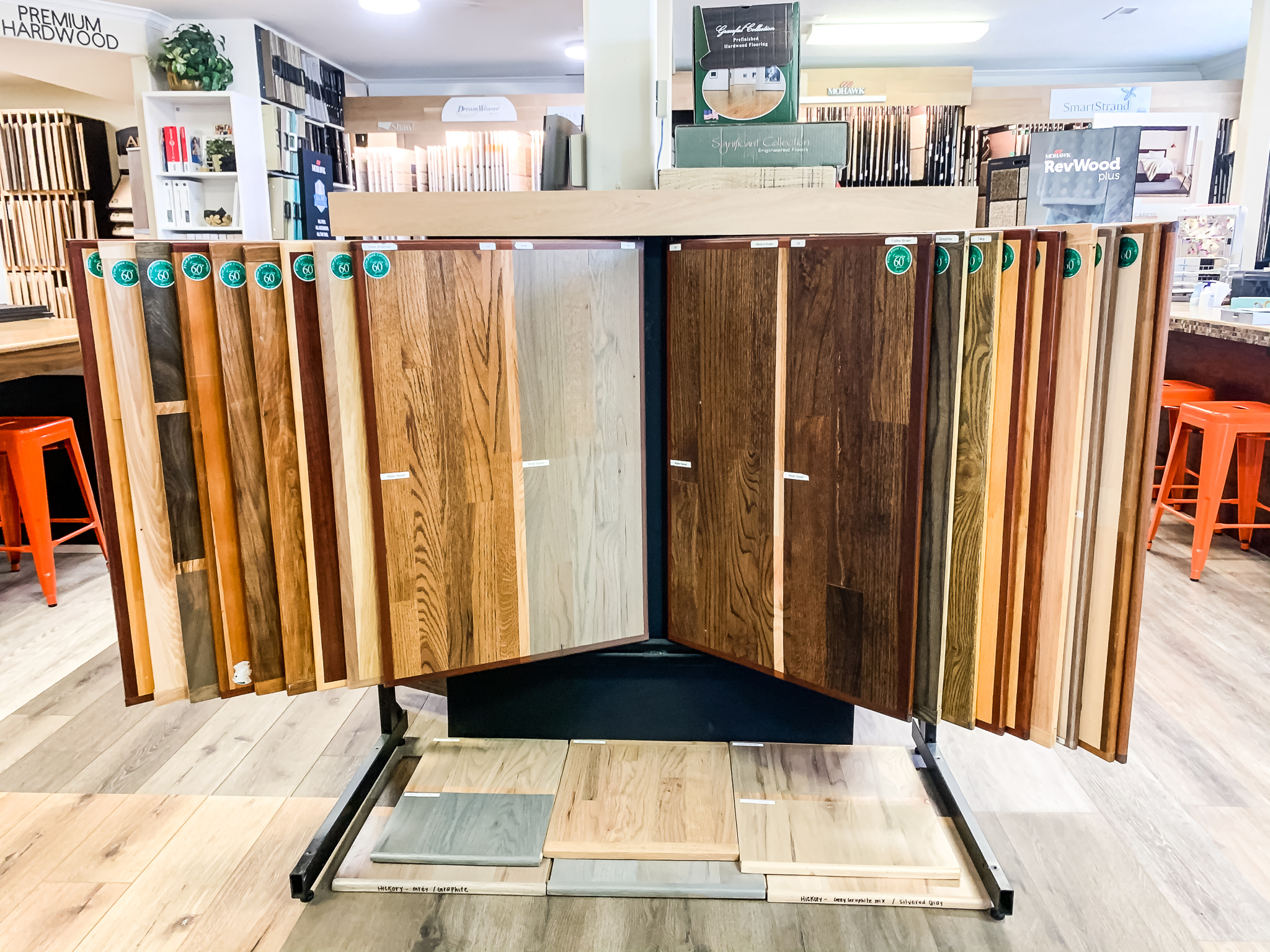 Custom stain rack at Pyne Floor Coverings | PFC